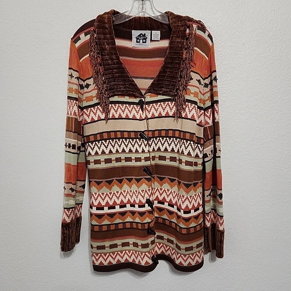 Storybook Knits M Desert Wrap Cardigan Sweater Southwestern Country Fringe‎